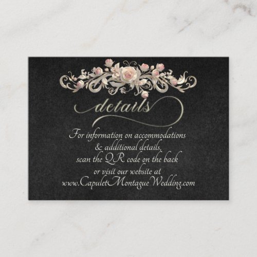 Rose Arc Border, QR Code - Black Enclosure Card