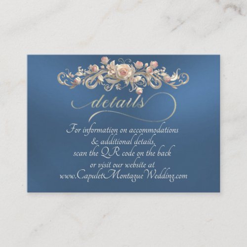 Rose Arc Border, QR Code - Blue Enclosure Card