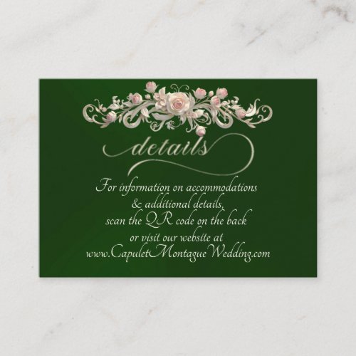 Rose Arc Border, QR Code - Emerald Enclosure Card