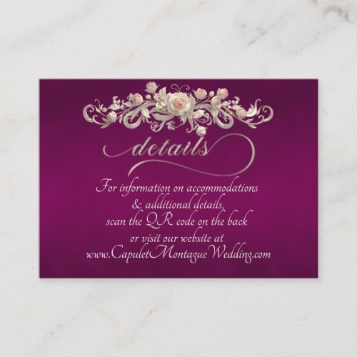 Rose Arc Border, QR Code - Plum Enclosure Card