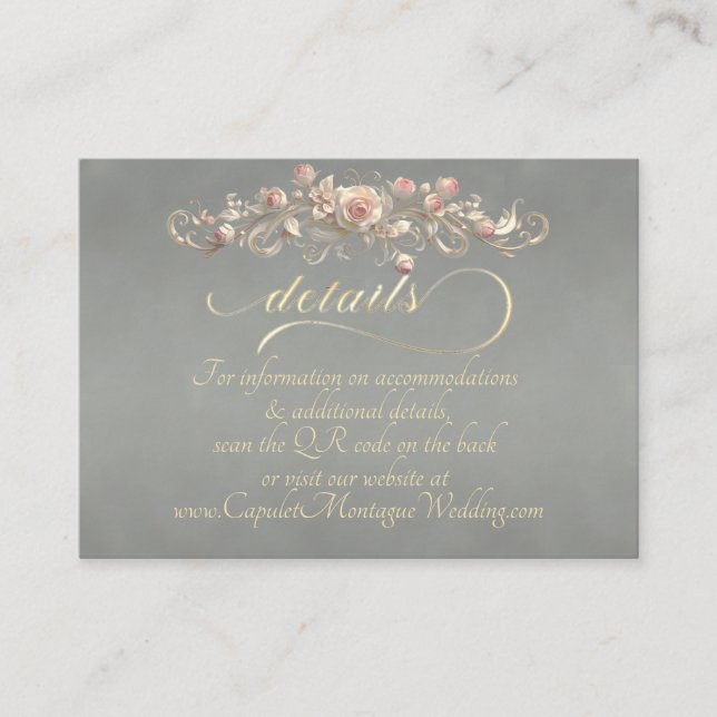 Rose Arc Border, QR Code - Sage Enclosure Card (Front)