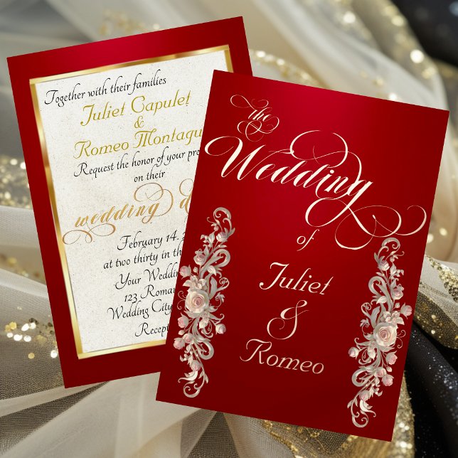Rose Arc Borders & Calligraphy - Red Foil Invitation (Creator Uploaded)