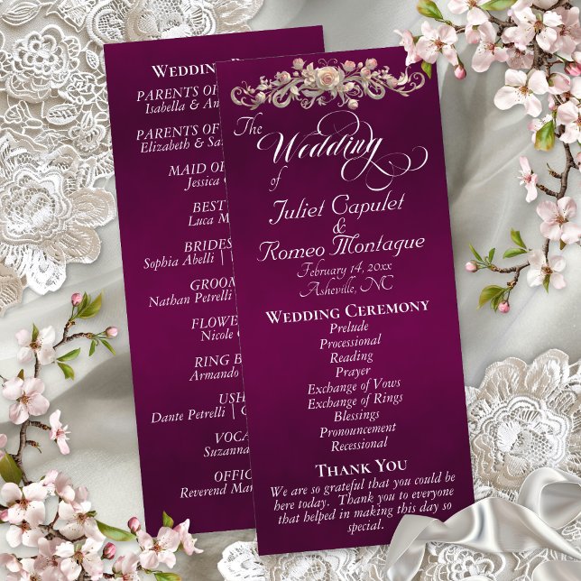 Rose Arc - Plum Wedding Program (Creator Uploaded)