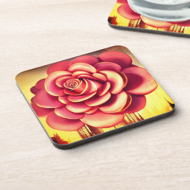 Rose Art Beverage Coaster (Left Side)