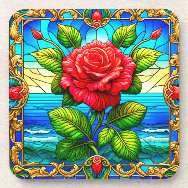 Rose Art Beverage Coaster (Front)