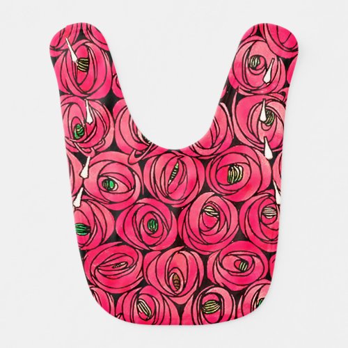 Rose Art Nouveau Rennie Macintosh Graphic Baby Bib