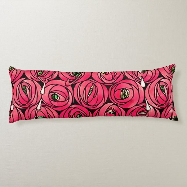 Rose Art Nouveau Rennie Macintosh Graphic Body Pillow (Back)