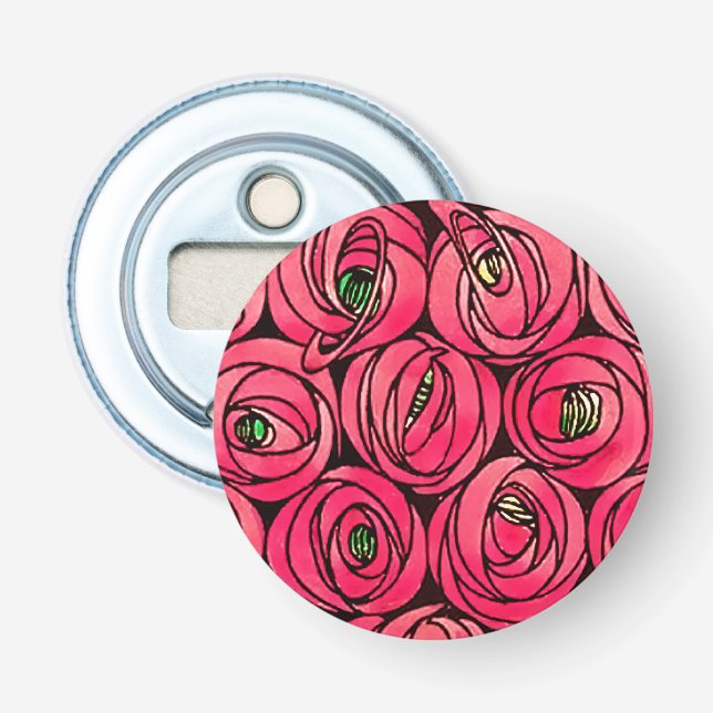Rose Art Nouveau Rennie Macintosh Graphic Bottle Opener (Front)