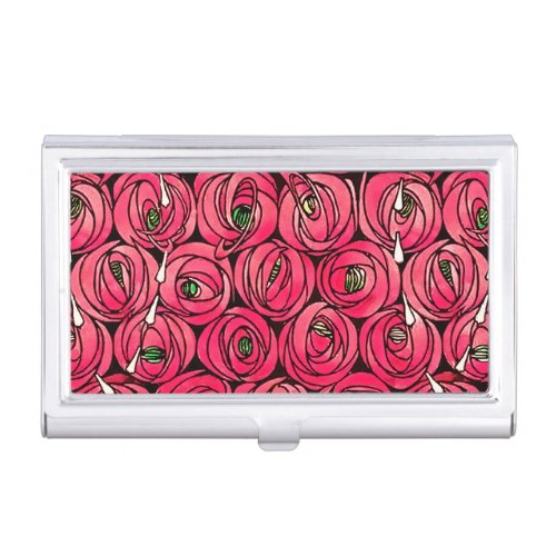 Rose Art Nouveau Rennie Macintosh Graphic Business Card Holder
