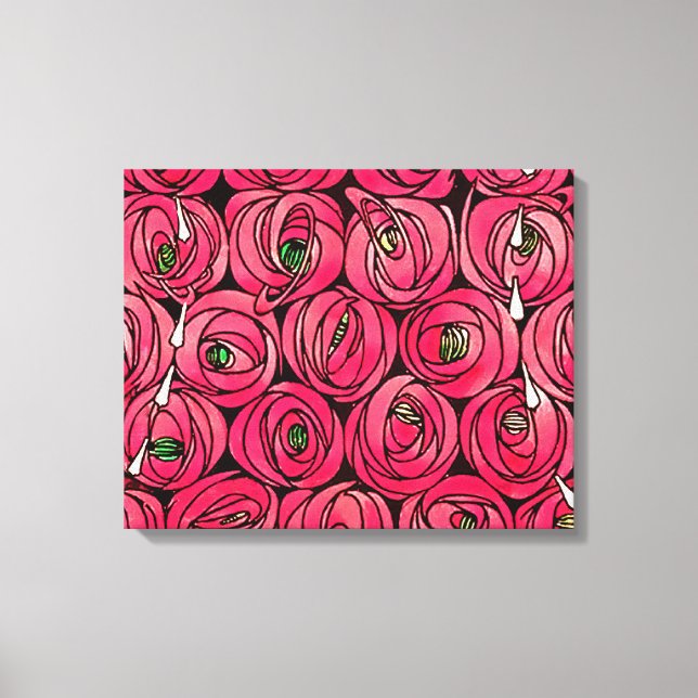 Rose Art Nouveau Rennie Macintosh Graphic Canvas Print (Front)