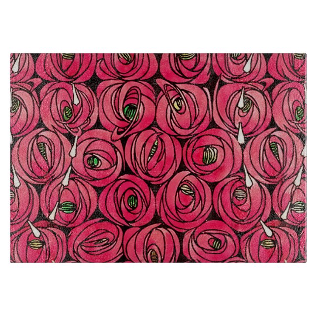 Rose Art Nouveau Rennie Macintosh Graphic Cutting Board (Front)