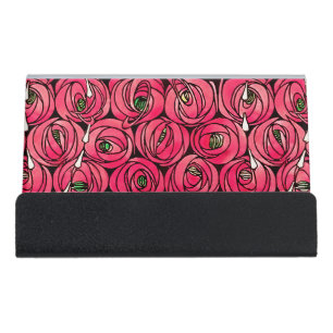 Rose Art Nouveau Rennie Macintosh Graphic Desk Business Card Holder