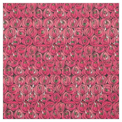 Rose Art Nouveau Rennie Macintosh Graphic Fabric