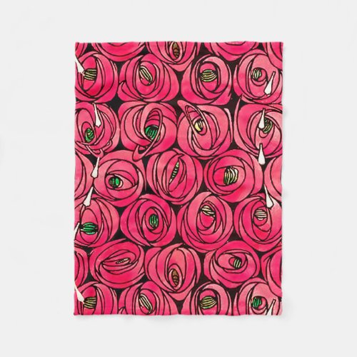 Rose Art Nouveau Rennie Macintosh Graphic Fleece Blanket