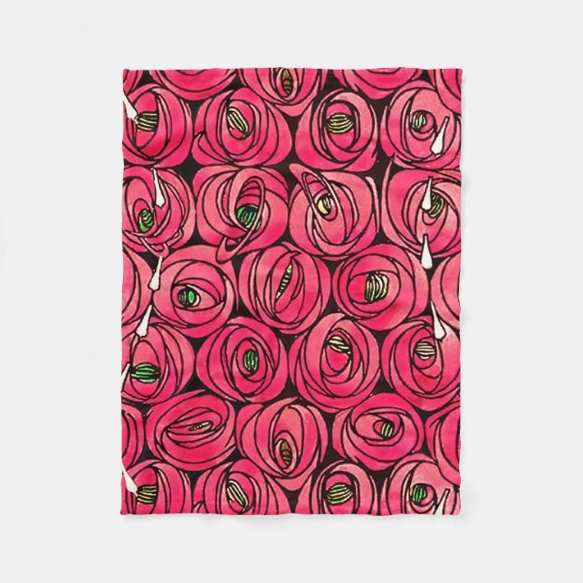 Rose Art Nouveau Rennie Macintosh Graphic Fleece Blanket (Front)