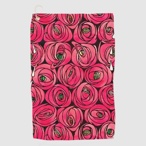 Rose Art Nouveau Rennie Macintosh Graphic Golf Towel