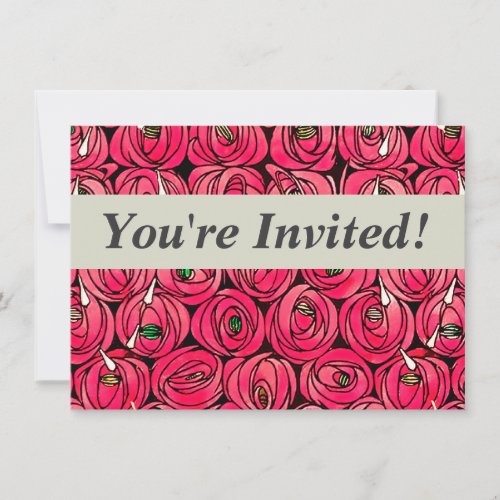 Rose Art Nouveau Rennie Macintosh Graphic Invitation