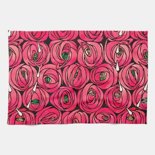 Rose Art Nouveau Rennie Macintosh Graphic Kitchen Towel