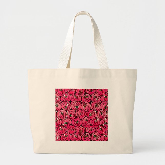 Rose Art Nouveau Rennie Macintosh Graphic Large Tote Bag (Front)
