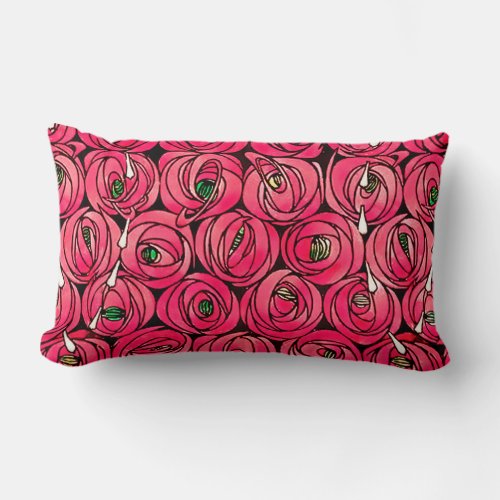 Rose Art Nouveau Rennie Macintosh Graphic Lumbar Pillow