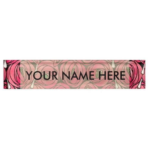 Rose Art Nouveau Rennie Macintosh Graphic Nameplate