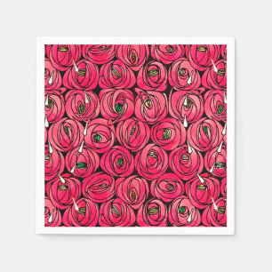Rose Art Nouveau Rennie Macintosh Graphic Napkins