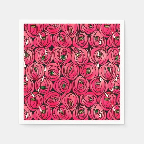 Rose Art Nouveau Rennie Macintosh Graphic Napkins