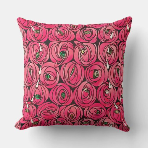 Rose Art Nouveau Rennie Macintosh Graphic Outdoor Pillow