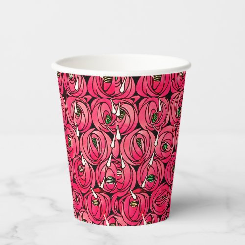 Rose Art Nouveau Rennie Macintosh Graphic Paper Cups