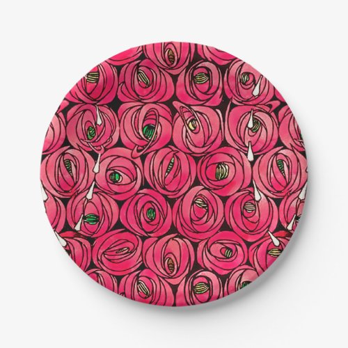 Rose Art Nouveau Rennie Macintosh Graphic Paper Plates