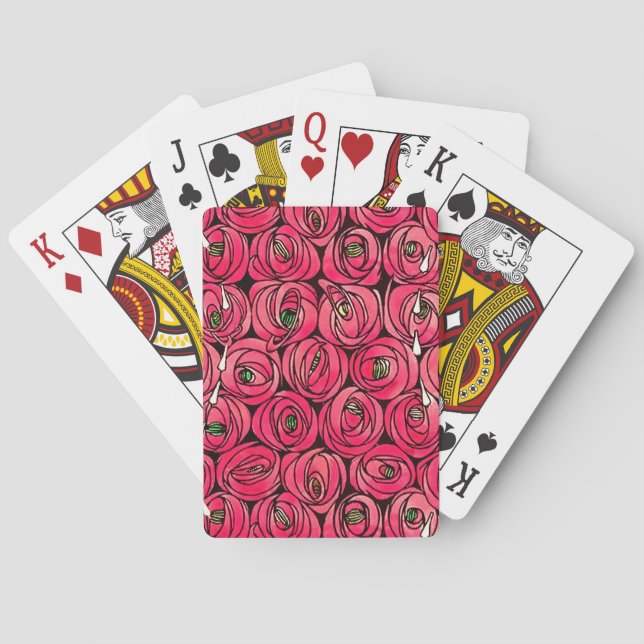 Rose Art Nouveau Rennie Macintosh Graphic Poker Cards (Back)