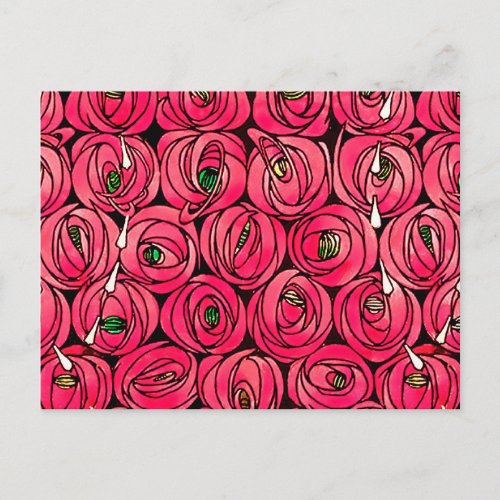 Rose Art Nouveau Rennie Macintosh Graphic Postcard