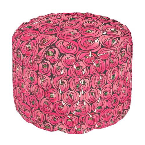 Rose Art Nouveau Rennie Macintosh Graphic Pouf