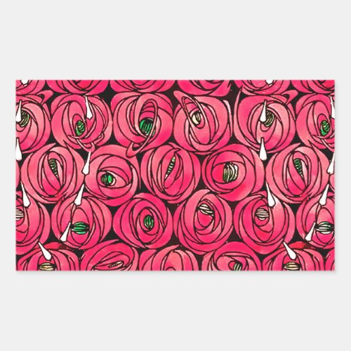 Rose Art Nouveau Rennie Macintosh Graphic Rectangular Sticker