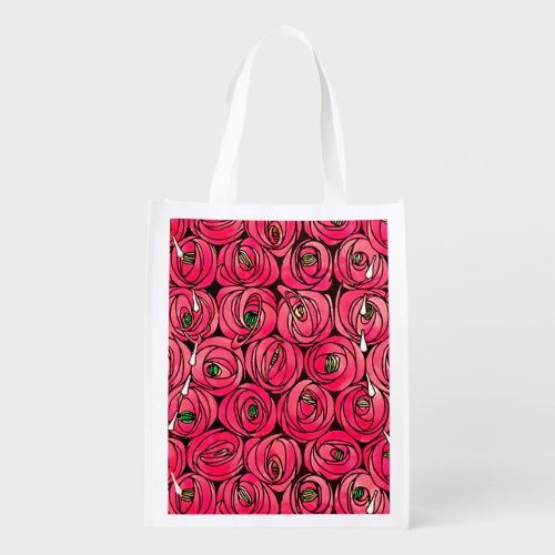 Rose Art Nouveau Rennie Macintosh Graphic Reusable Grocery Bag