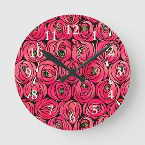 Rose Art Nouveau Rennie Macintosh Graphic Round Clock