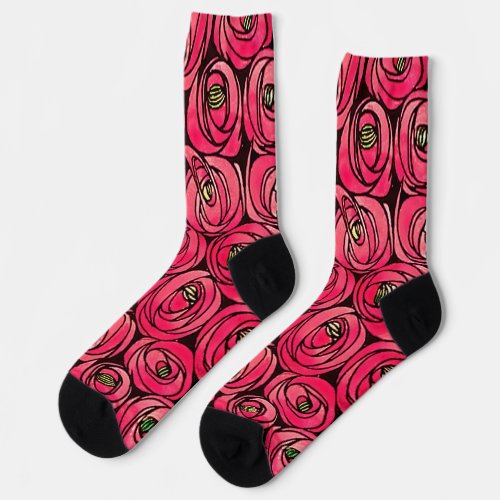 Rose Art Nouveau Rennie Macintosh Graphic Socks