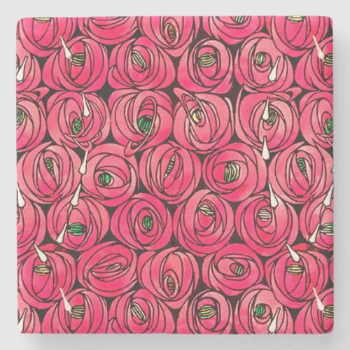 Rose Art Nouveau Rennie Macintosh Graphic Stone Coaster