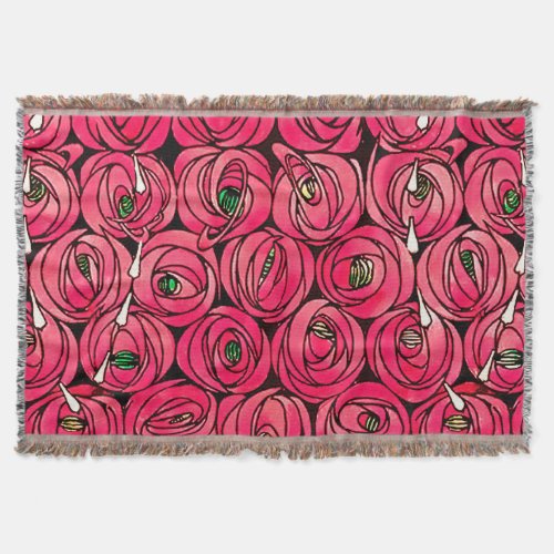 Rose Art Nouveau Rennie Macintosh Graphic Throw Blanket