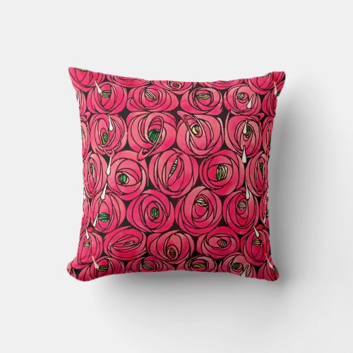 Rose Art Nouveau Rennie Macintosh Graphic Throw Pillow