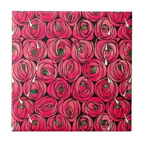 Rose Art Nouveau Rennie Macintosh Graphic Tile