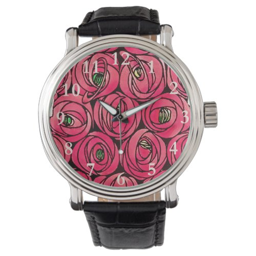 Rose Art Nouveau Rennie Macintosh Graphic Watch