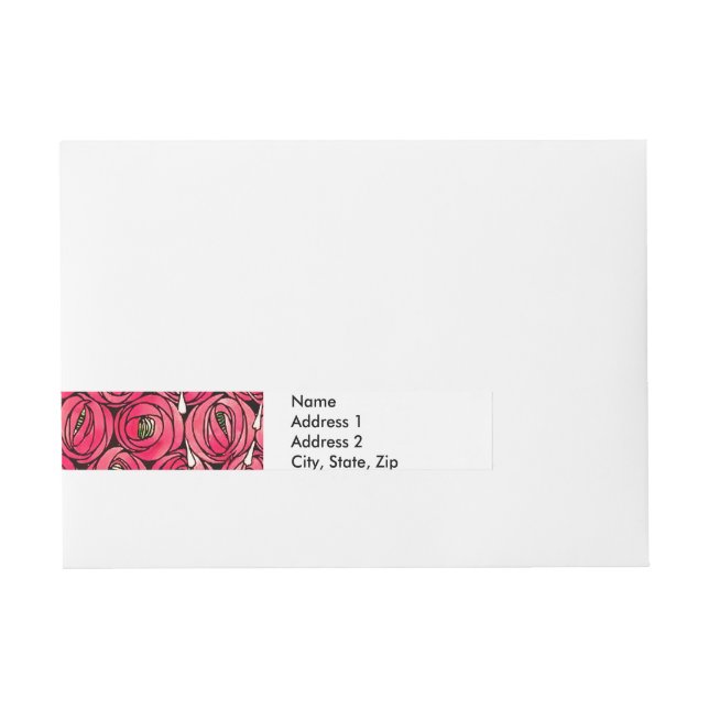 Rose Art Nouveau Rennie Macintosh Graphic Wrap Around Address Label (Front)