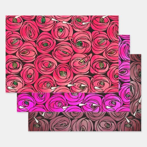 Rose Art Nouveau Rennie Macintosh Graphic Wrapping Paper Sheets