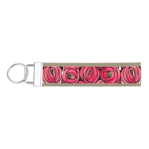 Rose Art Nouveau Rennie Macintosh Graphic Wrist Keychain