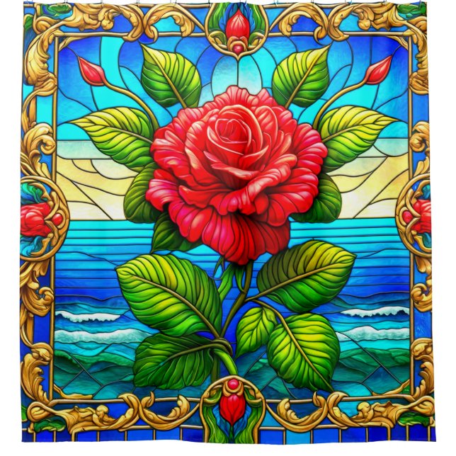 Rose Artwork Shower Curtain (Front)