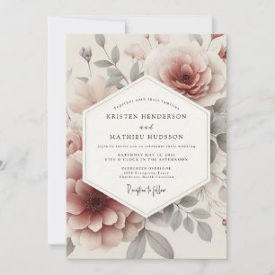 Rose Ash Ethereal Bloom Wedding Invitation