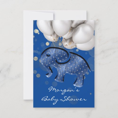 Rose Baby Shower Elephant Blue Ballon Confetti Invitation