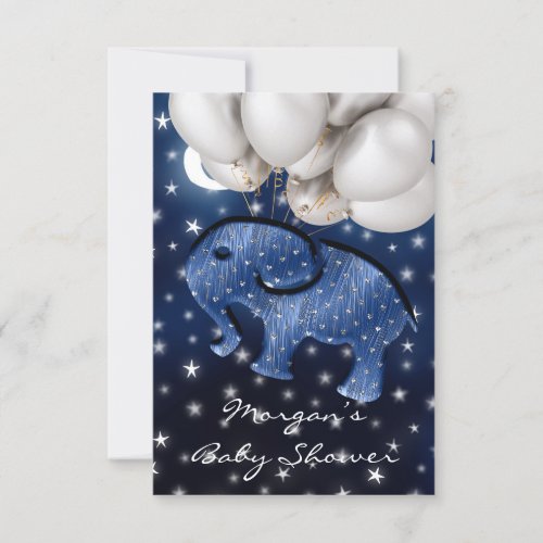 Rose Baby Shower Elephant Blue Ballon Sky Invitation