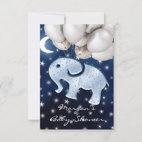 Rose Baby Shower Elephant Blue Ballon Sky Invitation